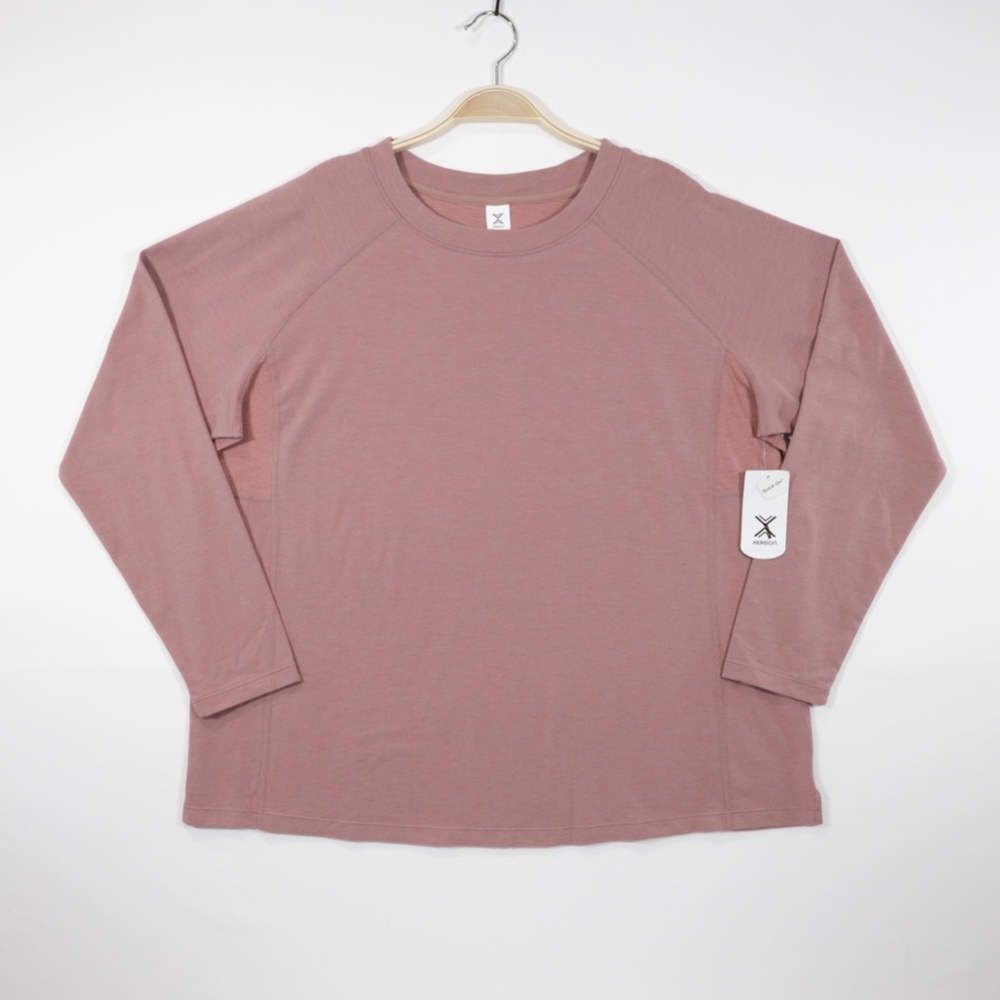 Xersion Women's Crew Neck Long Sleeve T-Shirt Dark Rose Pink Size 0X